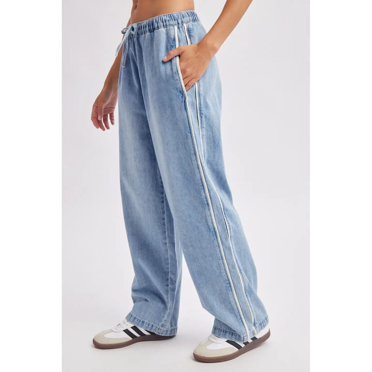 Wish side stripe denim pant