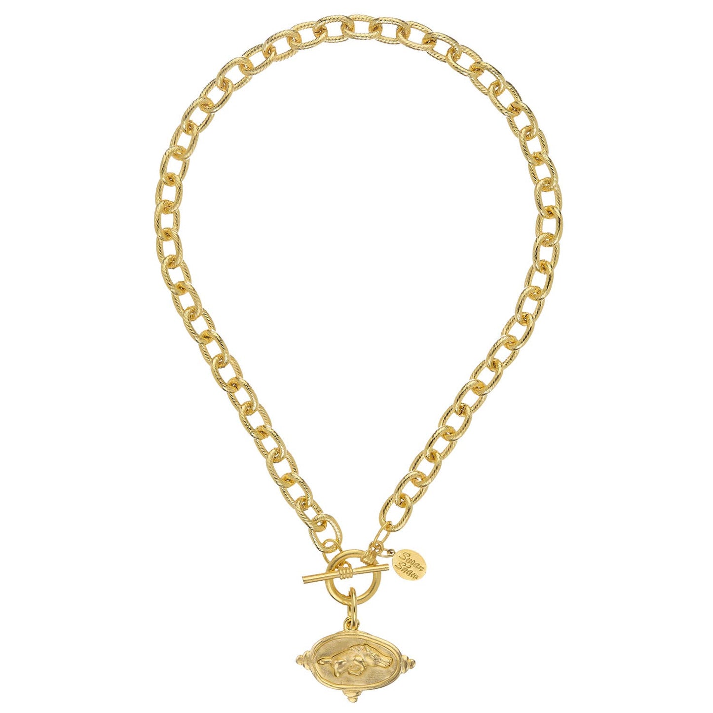 Razorback Intaglio on Gold Toggle Necklace - Susan Shaw