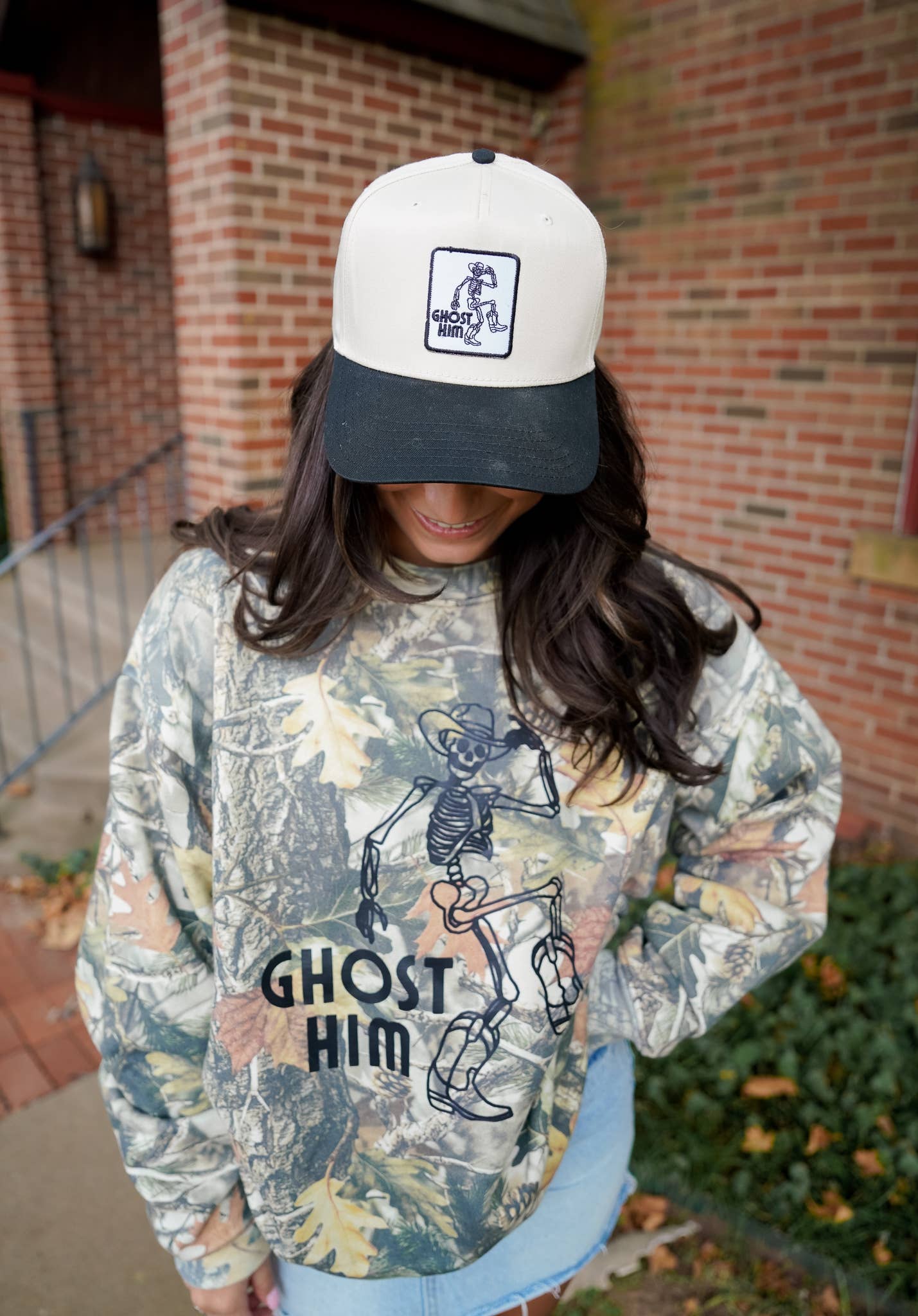 Ghost Him - Black Vintage Trucker Hat