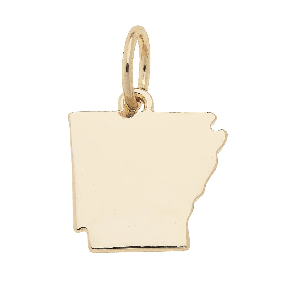 Arkansas Shaped State Charm in Shiny Gold