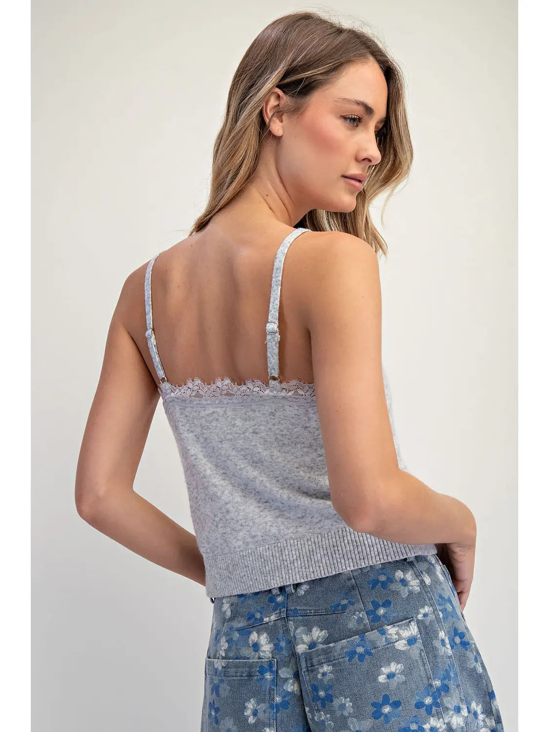 HEATHER GREY CASHMERE BLEND TANK TOP