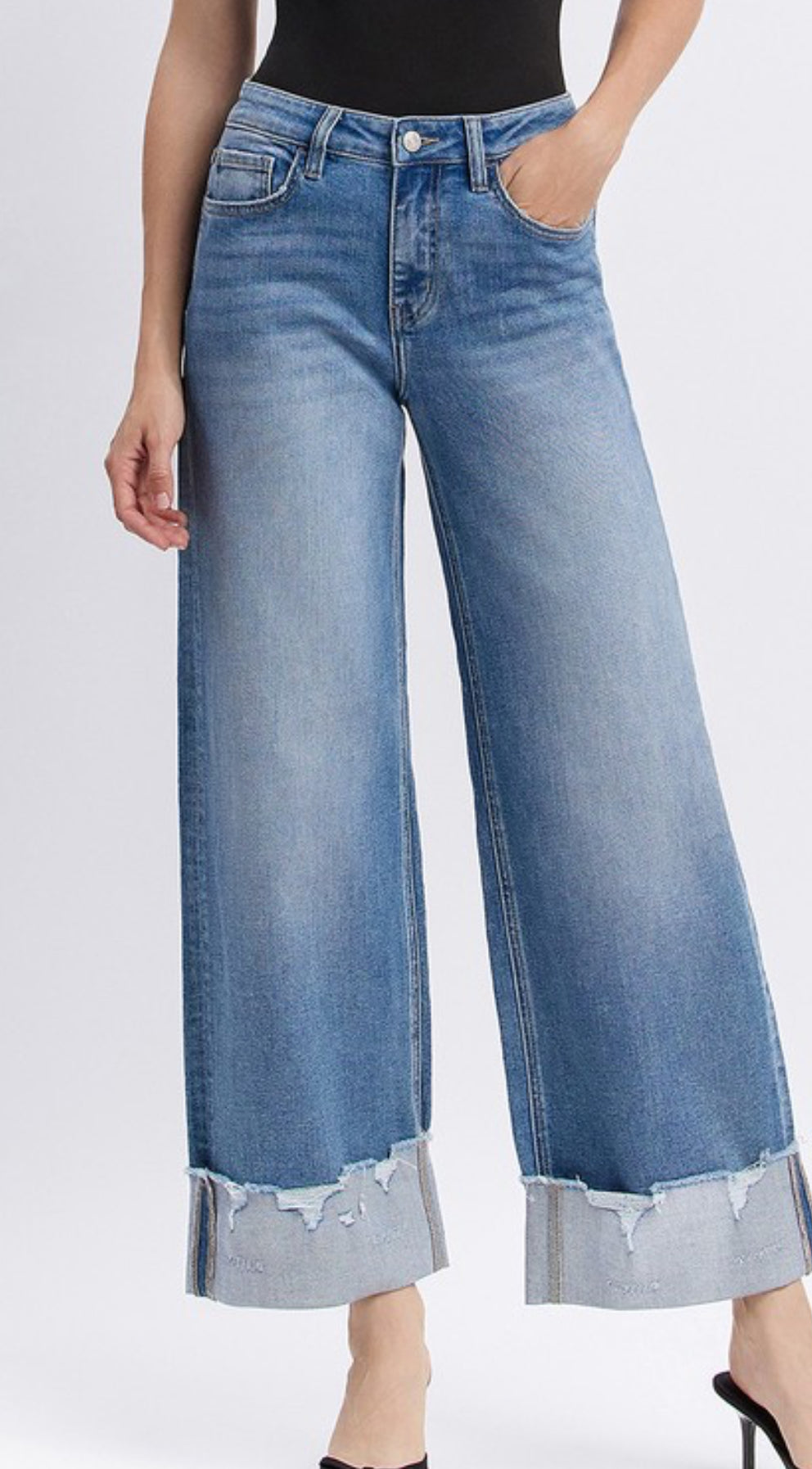HIGH RISE CUFFED WIDE