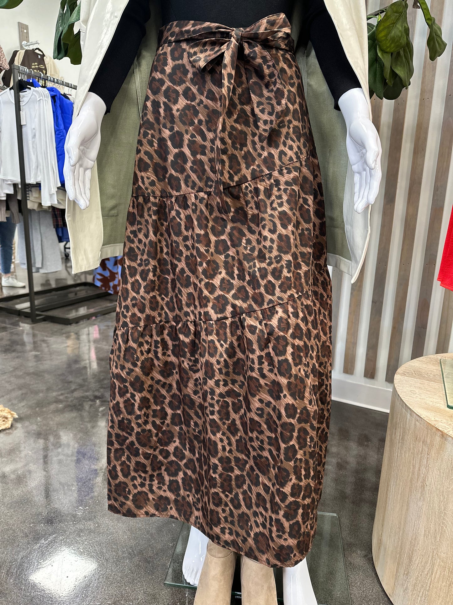 Karlie leopard tie maxi skirt