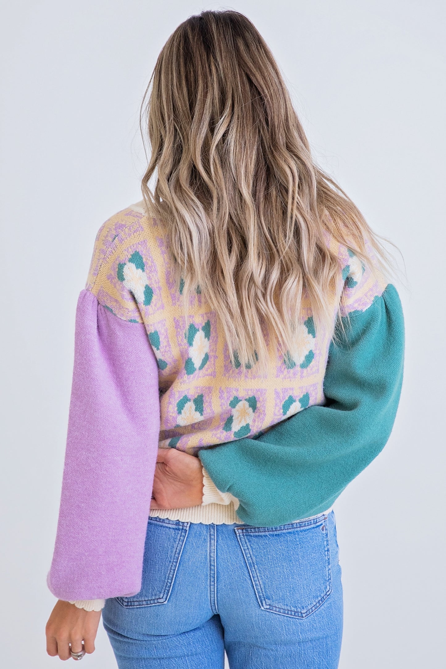 Floral Vintage Button Cardigan Sweater by KARLIE