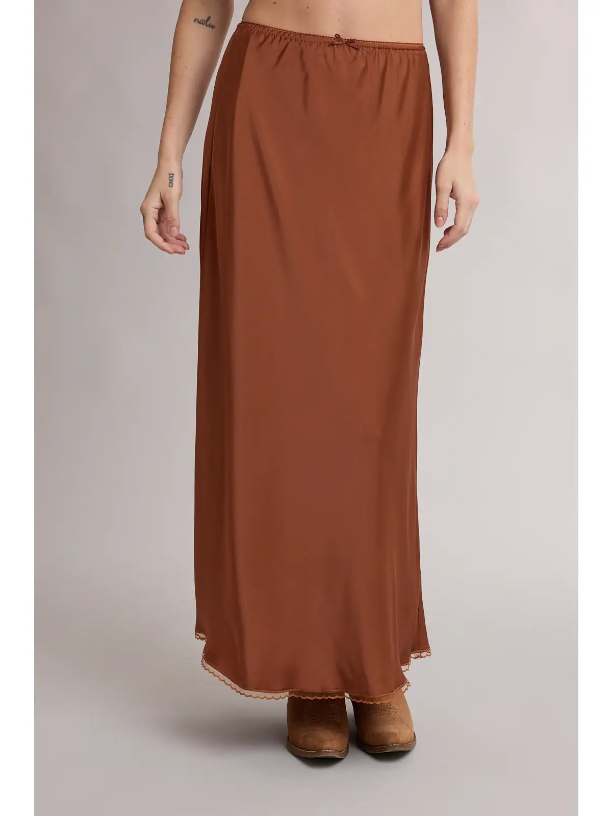 Satin Midi Skirt w/trim (3 colors)