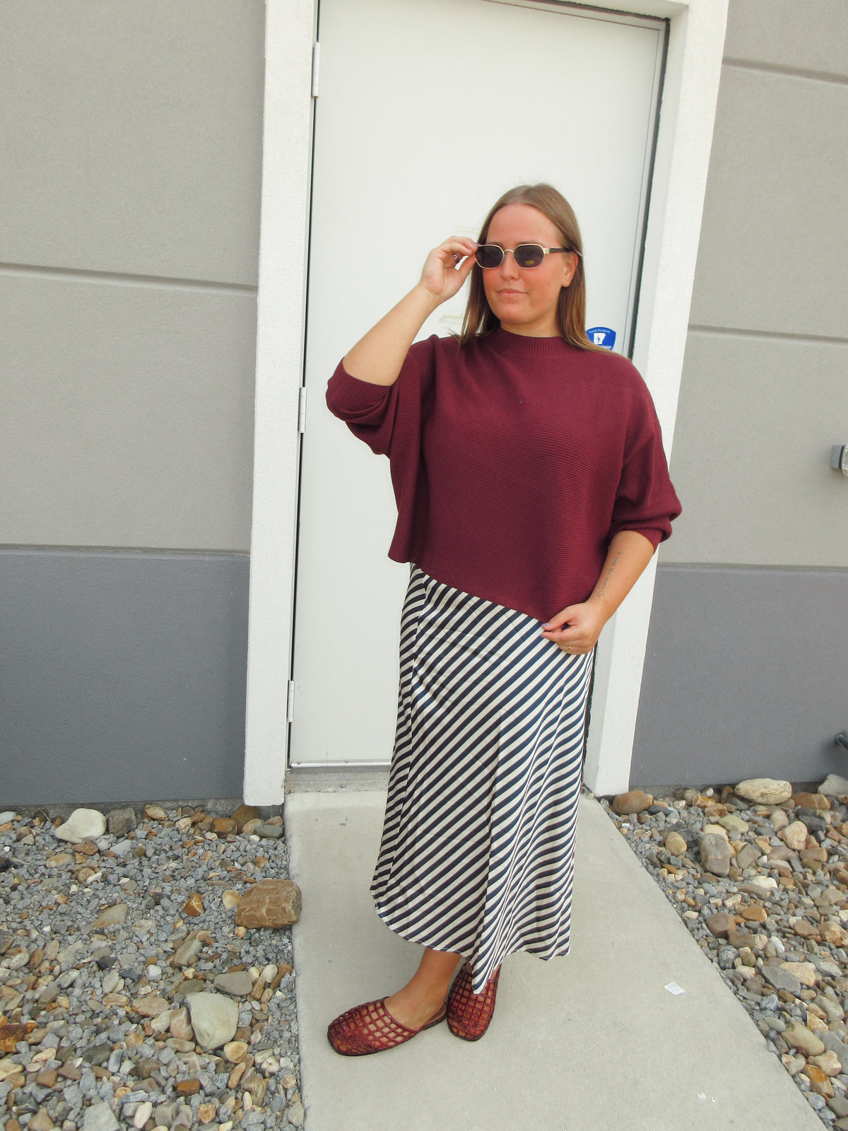 Taupe/Black Stripe skirt