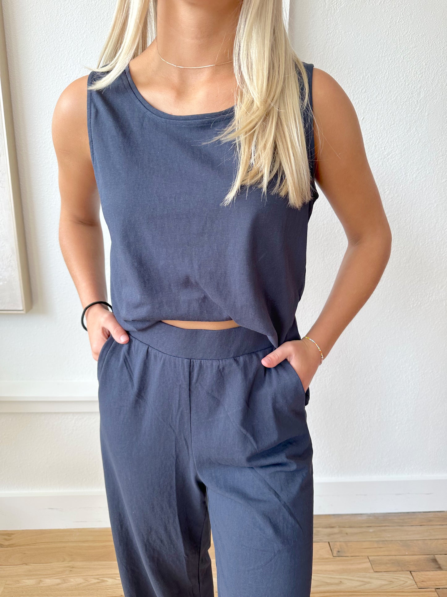Navy Knit Pant Set