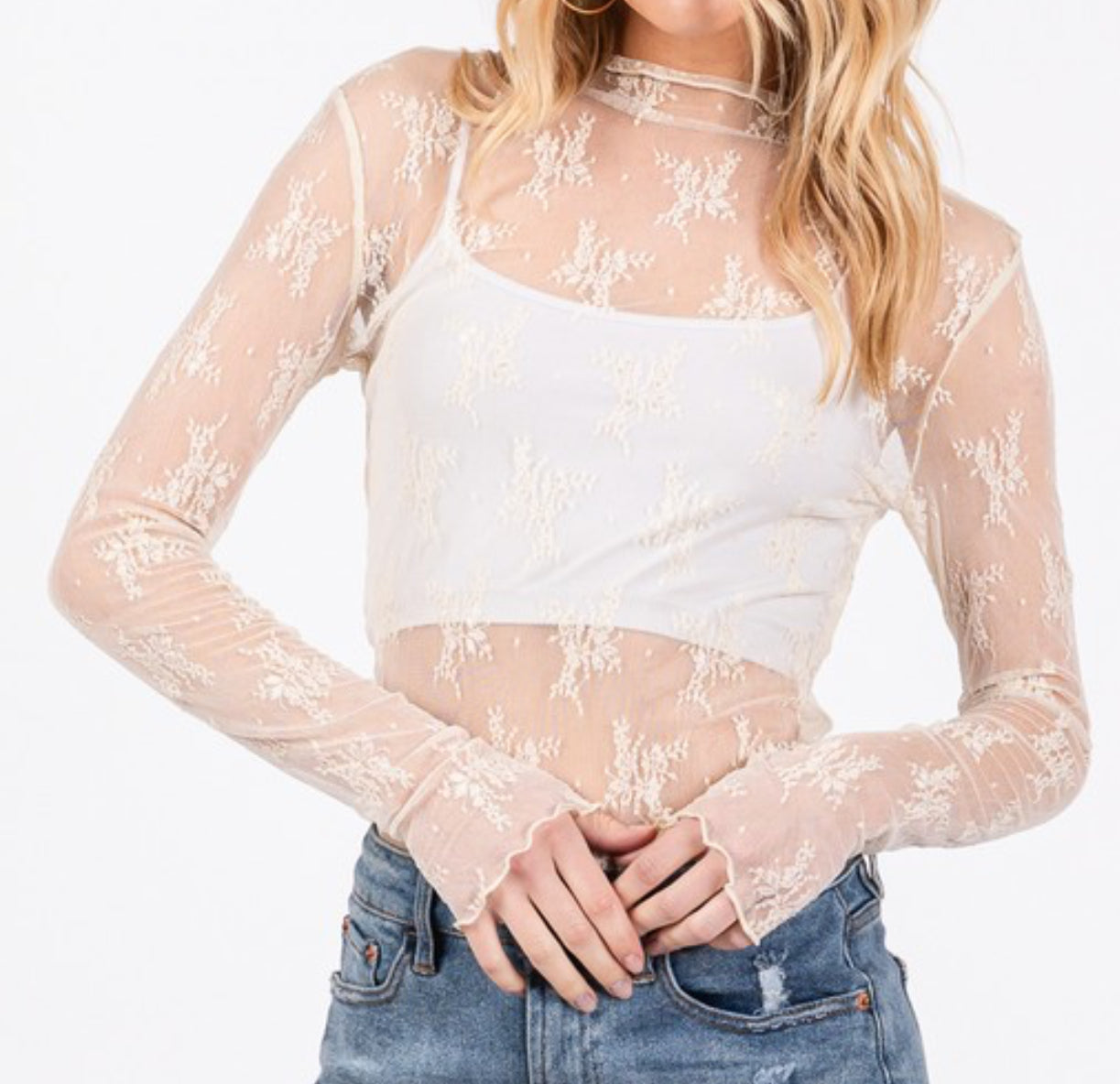 Maddie Long Sleeve Lace Top(multiple colors) was $28