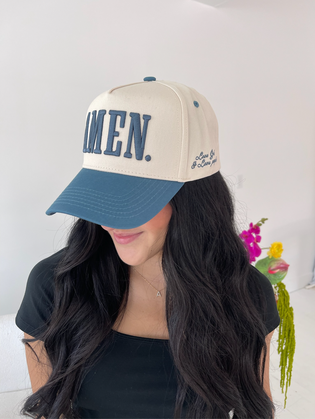 AMEN. - Slate Blue Vintage Trucker Hat