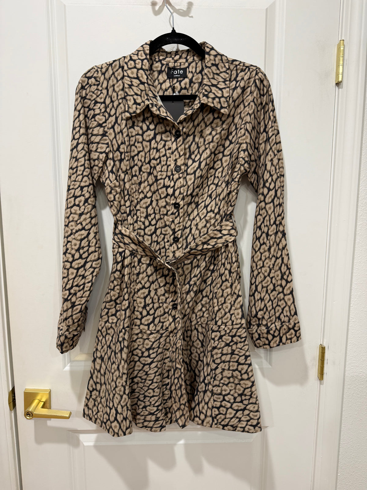 Animal print belted mini
