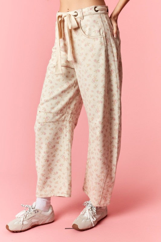 Floral barrell pant - pink