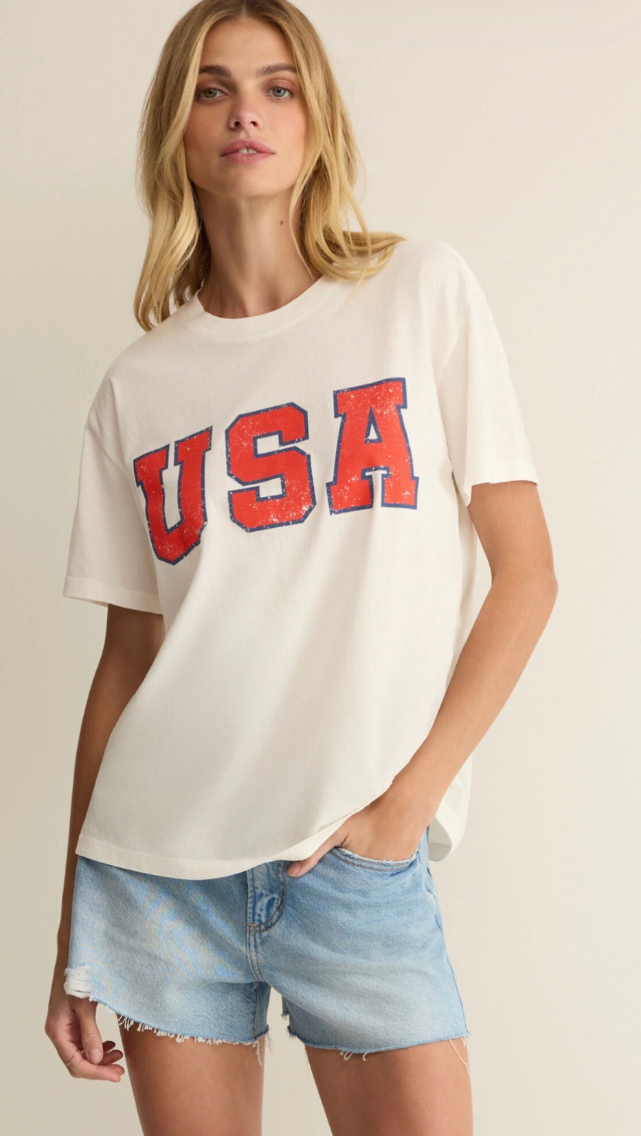 USA Boyfriend Tee Sea Salt- Z Supply