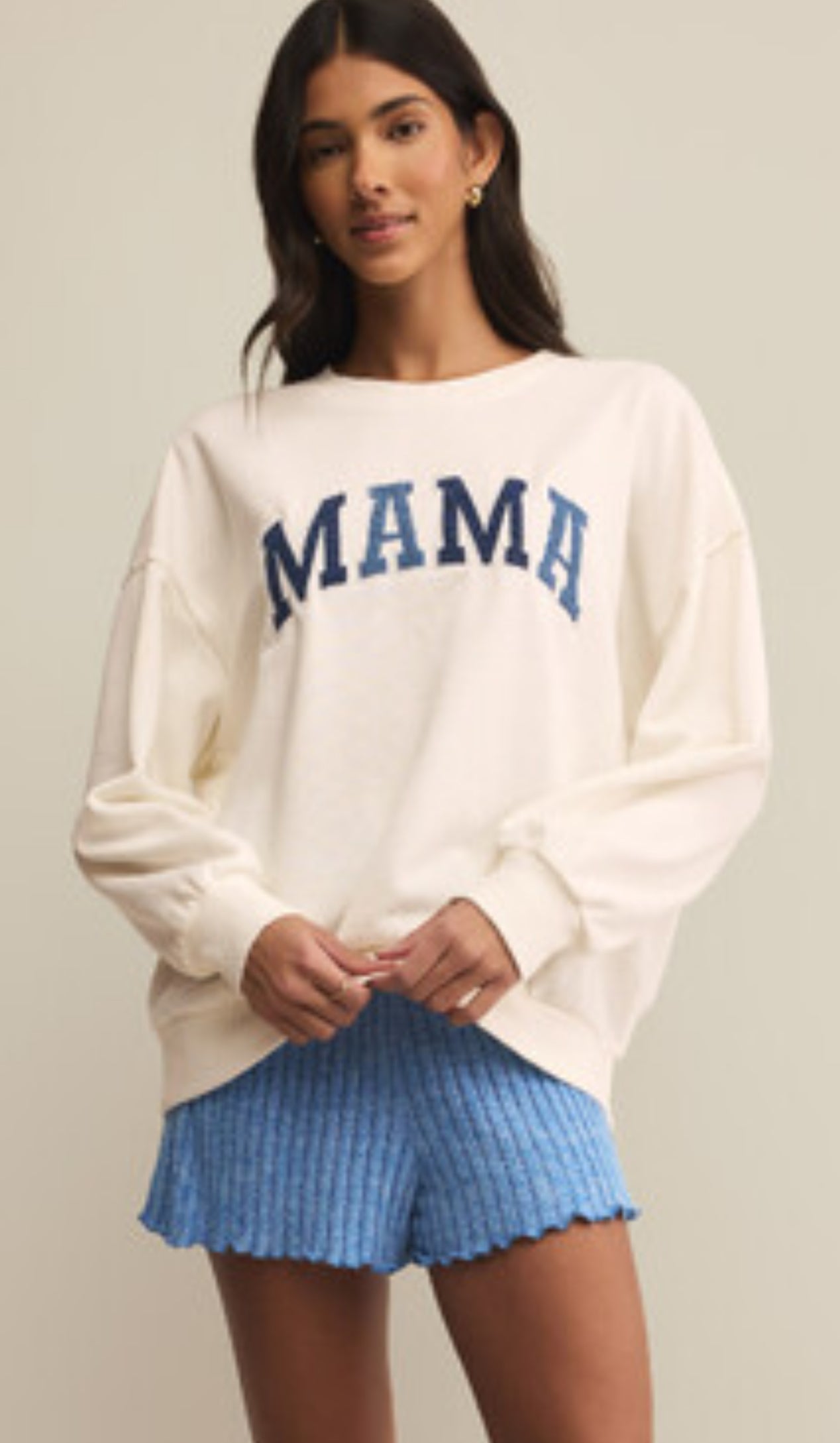 Mama Knit Denim Sweatshirt White Shell - Z Supply
