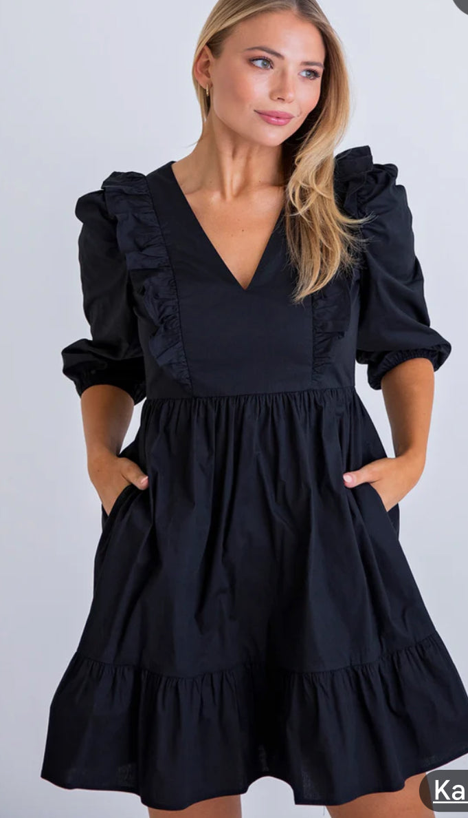 Solid Poplin Ruffle Tier Dress - Karlie