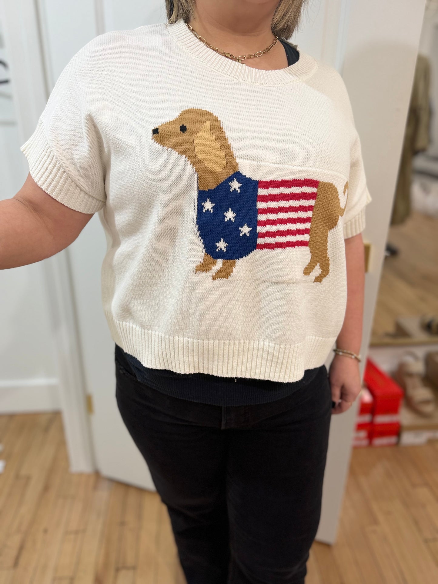Flag dog sweater top