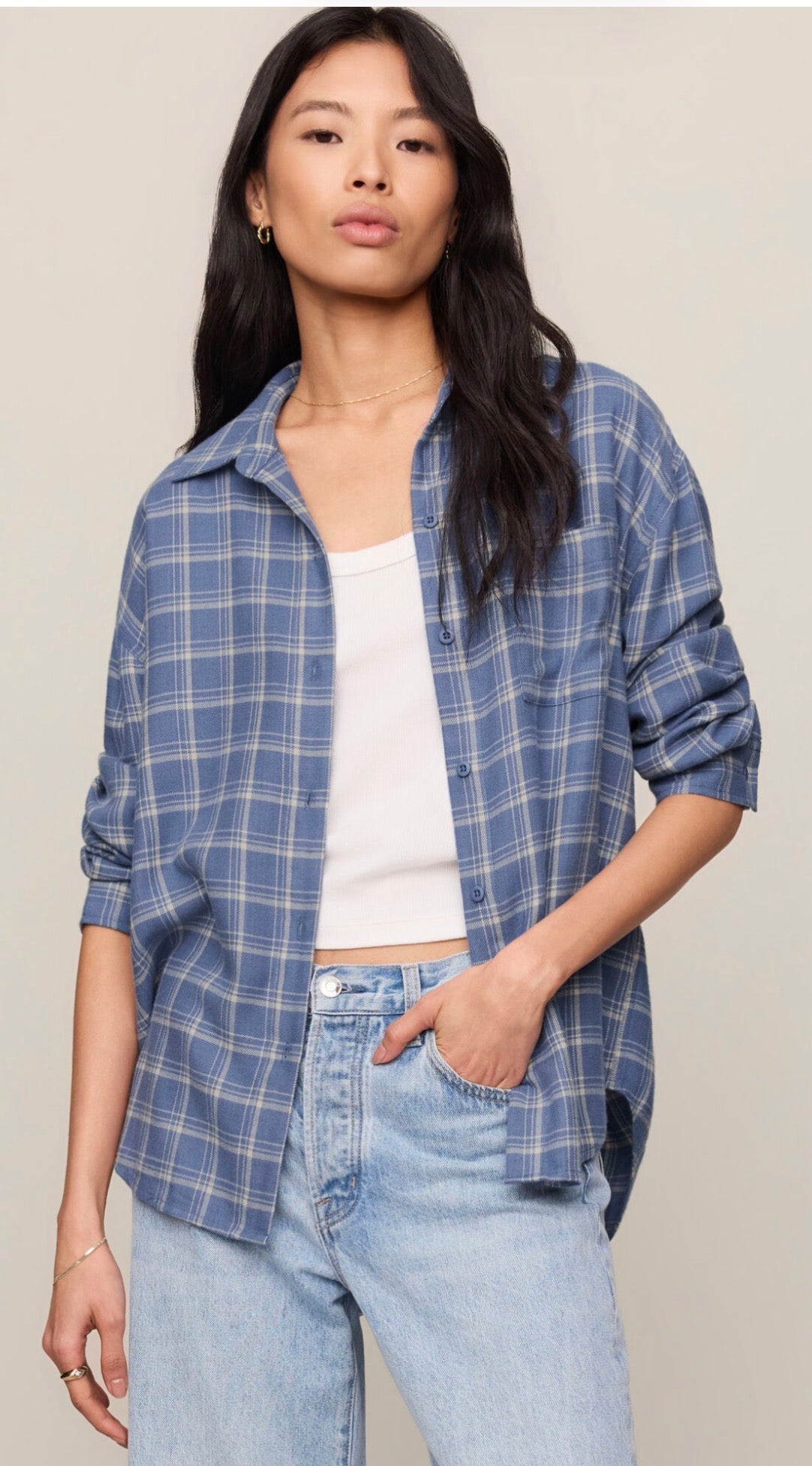 River plaid button up mystic blue - Z Supply