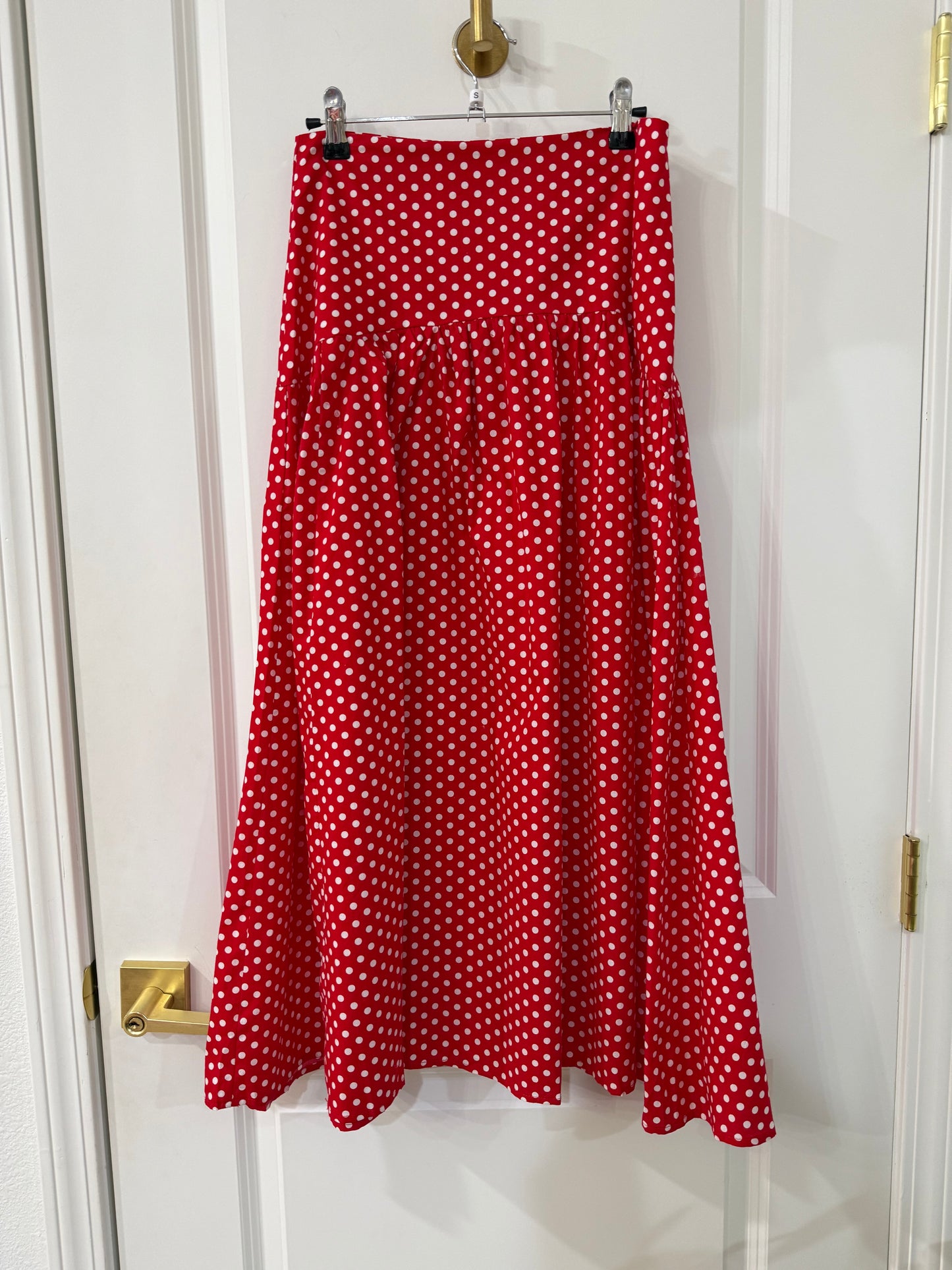 POLKA DOT FLARED MAXI SKIRT