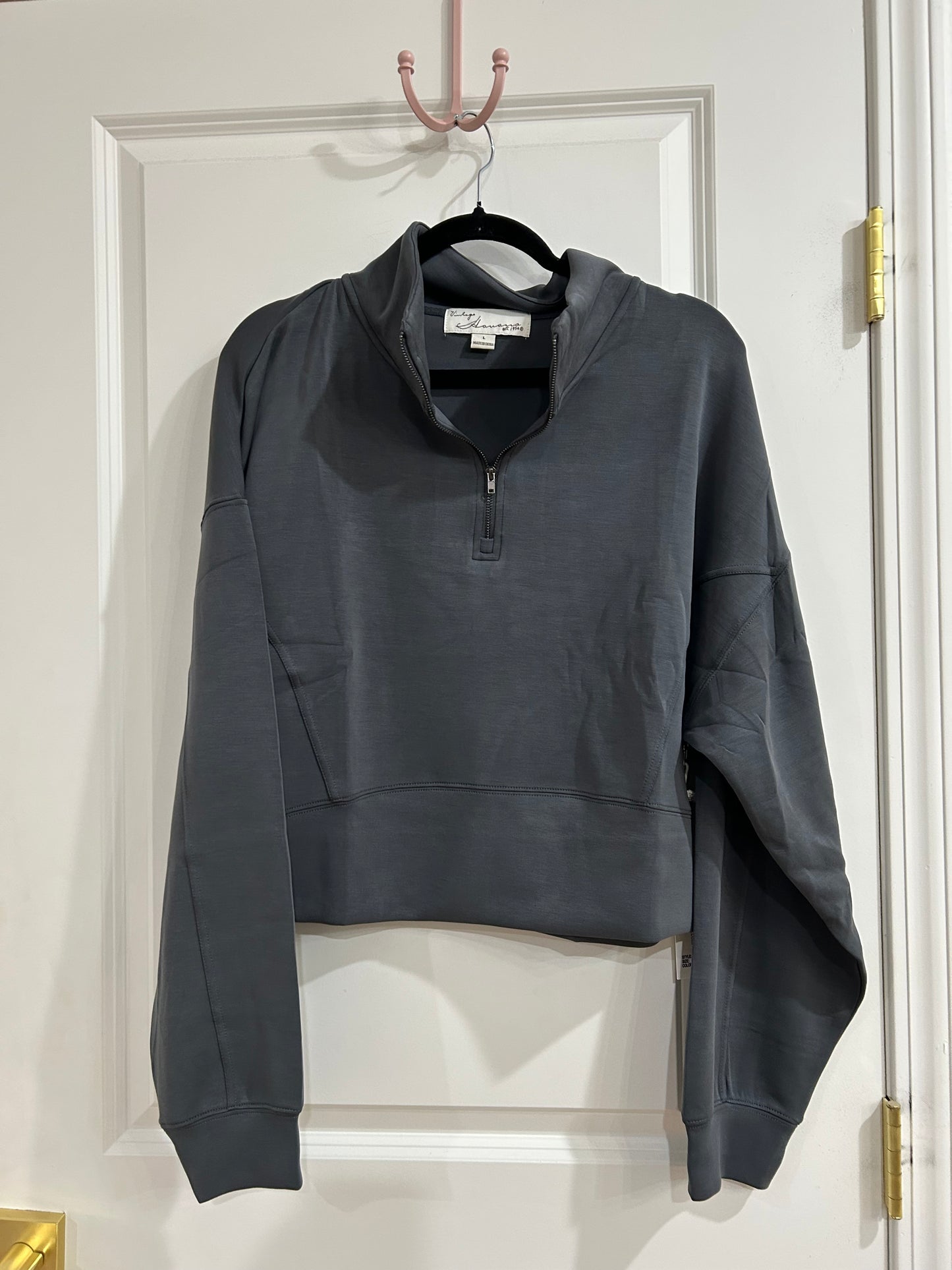 Graphite Luxe quarter zip- vintage Havana