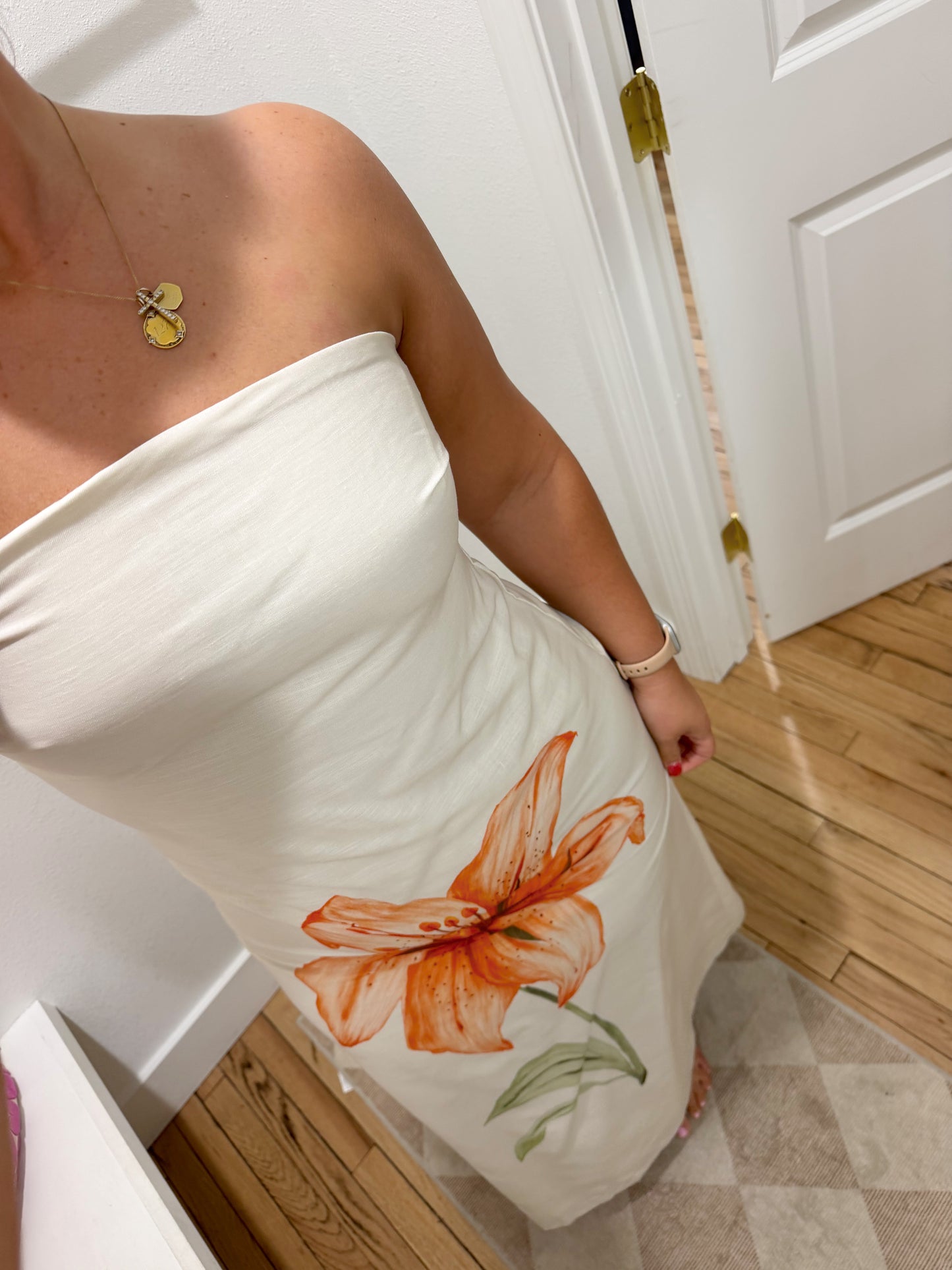 STRAPLESS A LINE MAXI DRESS