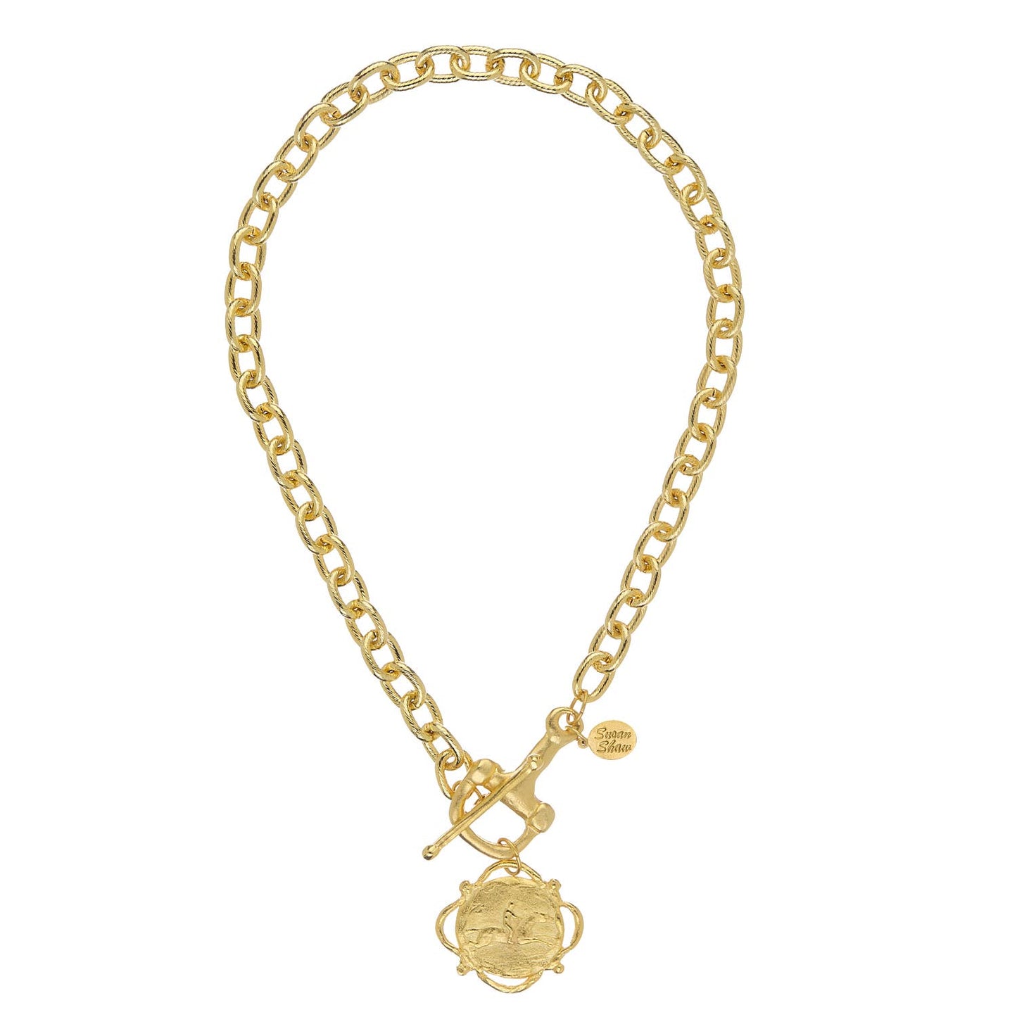 Gold Horse Bit Toggle with Equestrian Drop Charm - Susan Shaw