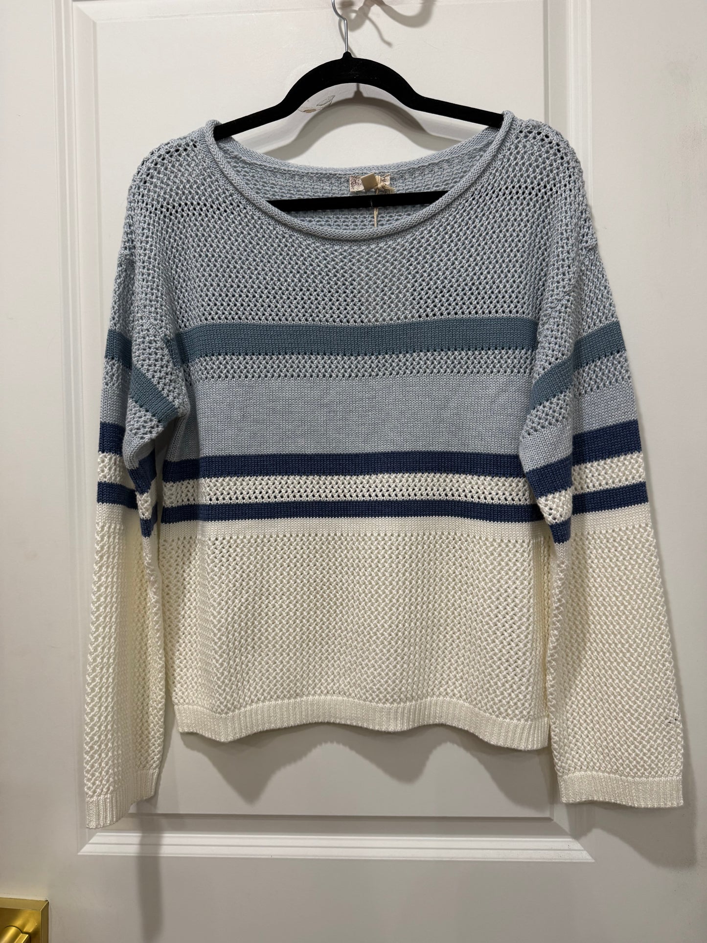 Blue boatneck sweater top