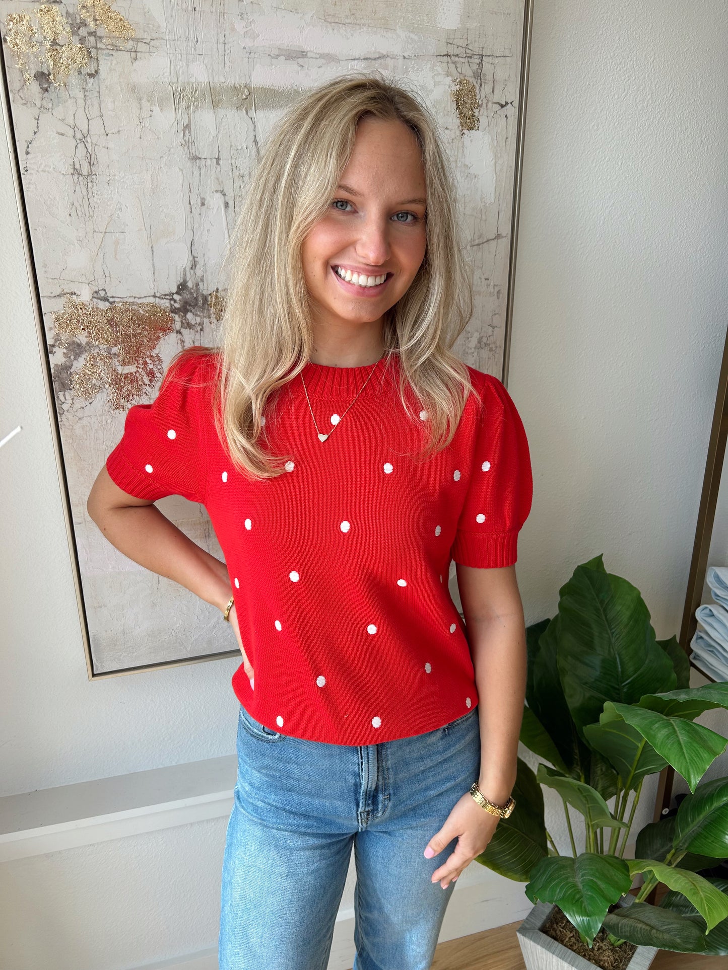 Red dot sweater