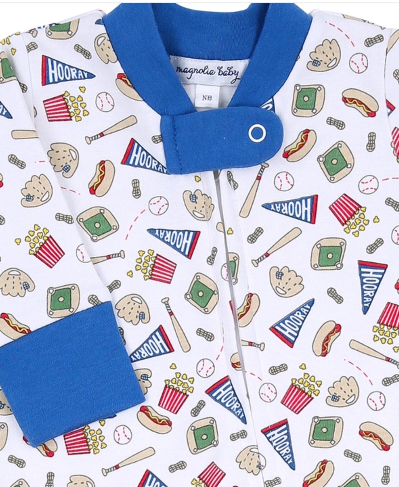 Hurray For Baseball Printed Zipped Footie