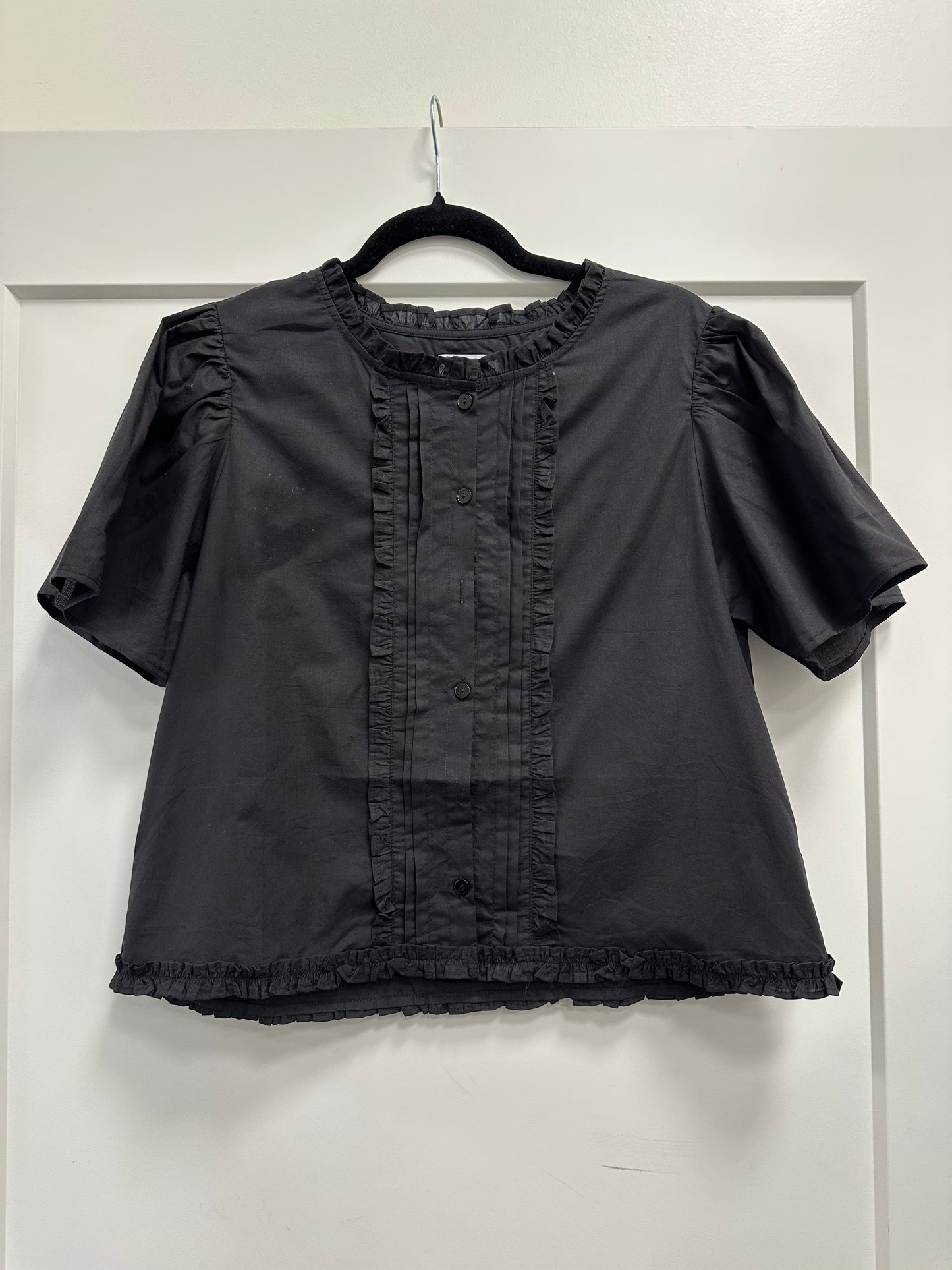 RUFFLED BLOUSE - black