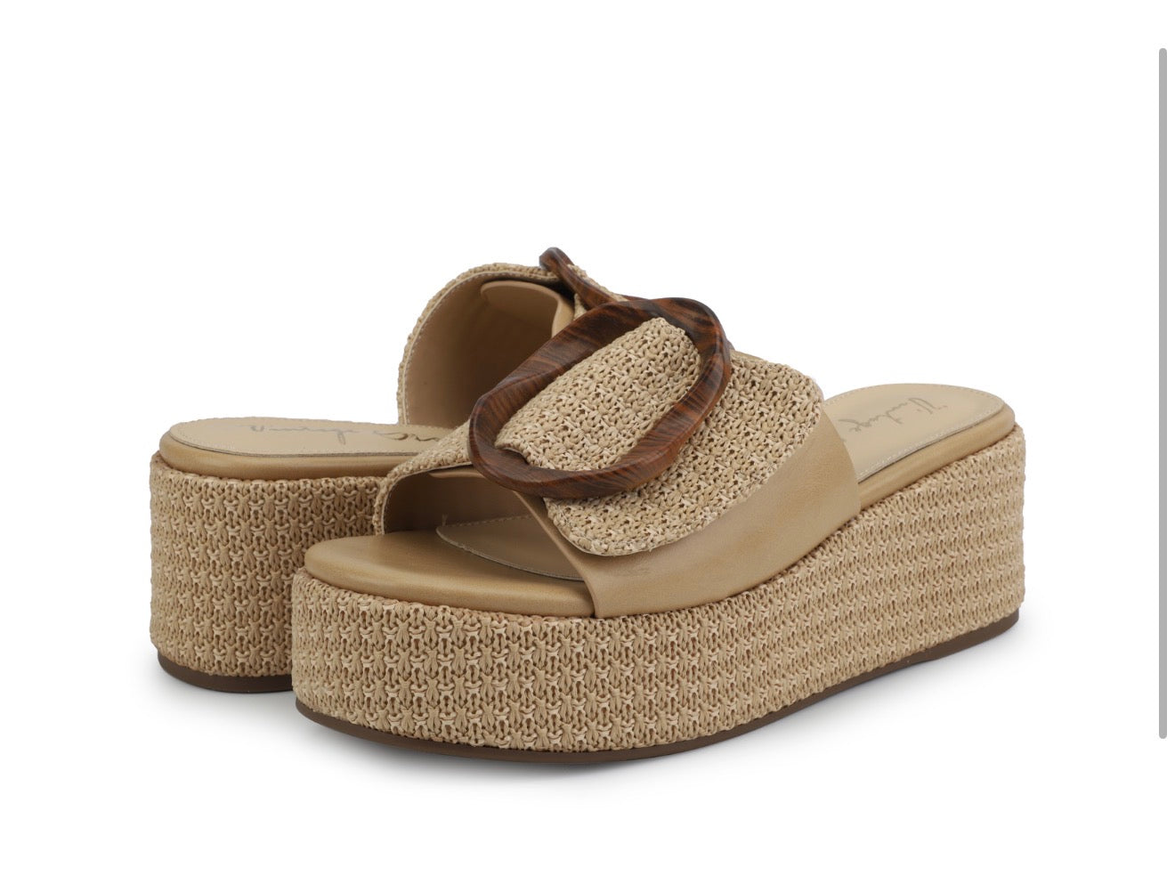 JANETTE TAN buckle wedge - Vintage Havana