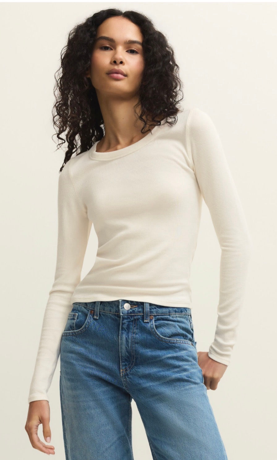 Renae Rib L/S Top Cloud - Z Supply
