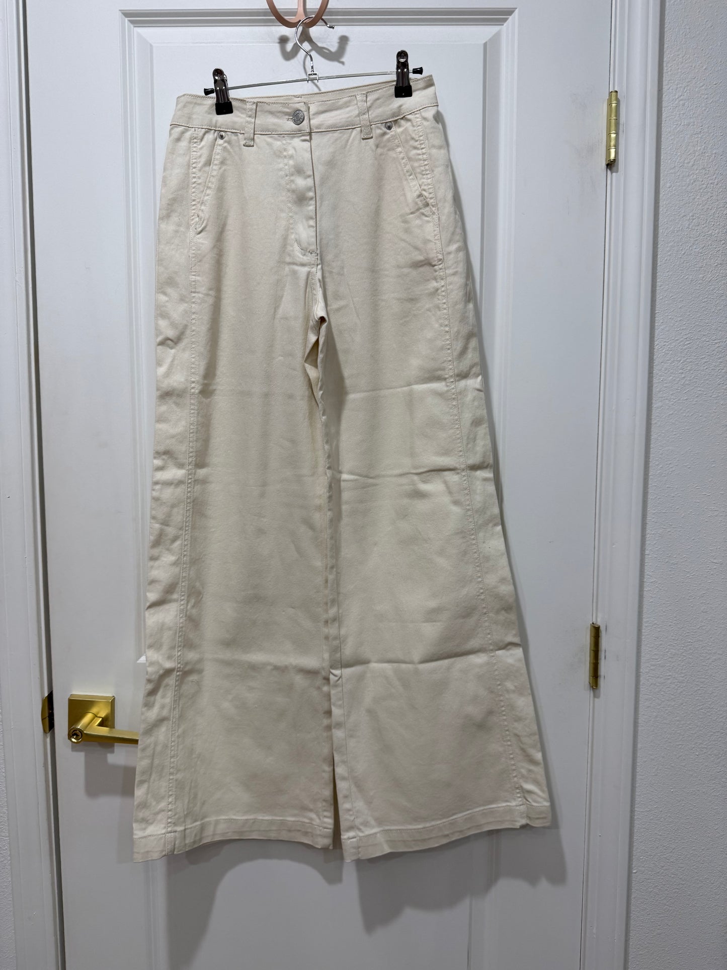 Ivory cotton twill pant