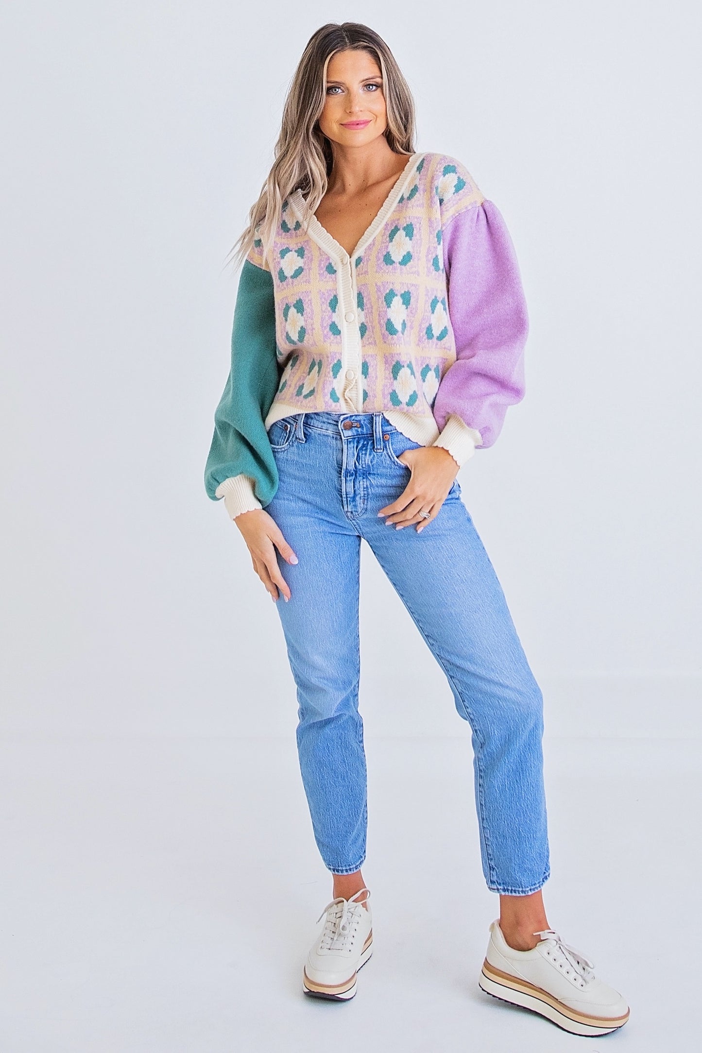 Floral Vintage Button Cardigan Sweater by KARLIE