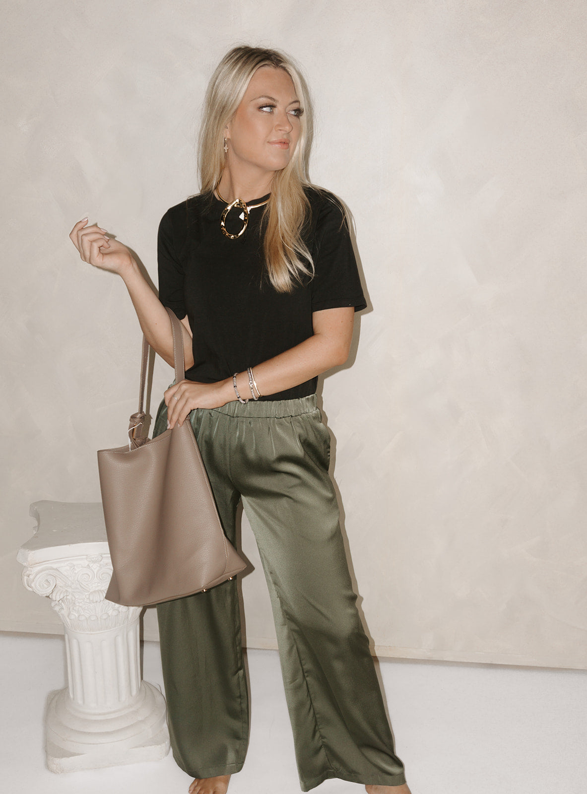 Olive Satin Pant