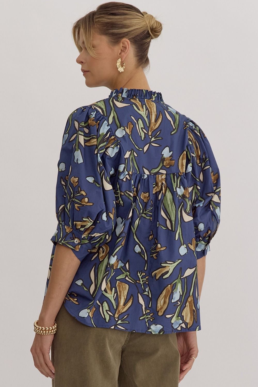 Midnight Floral Navy CURVY blouse