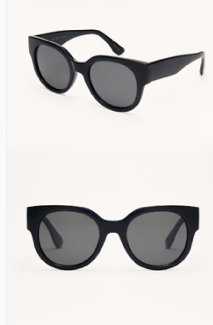 Lunch Date Polished Black-Grey Polarized Sunglasses