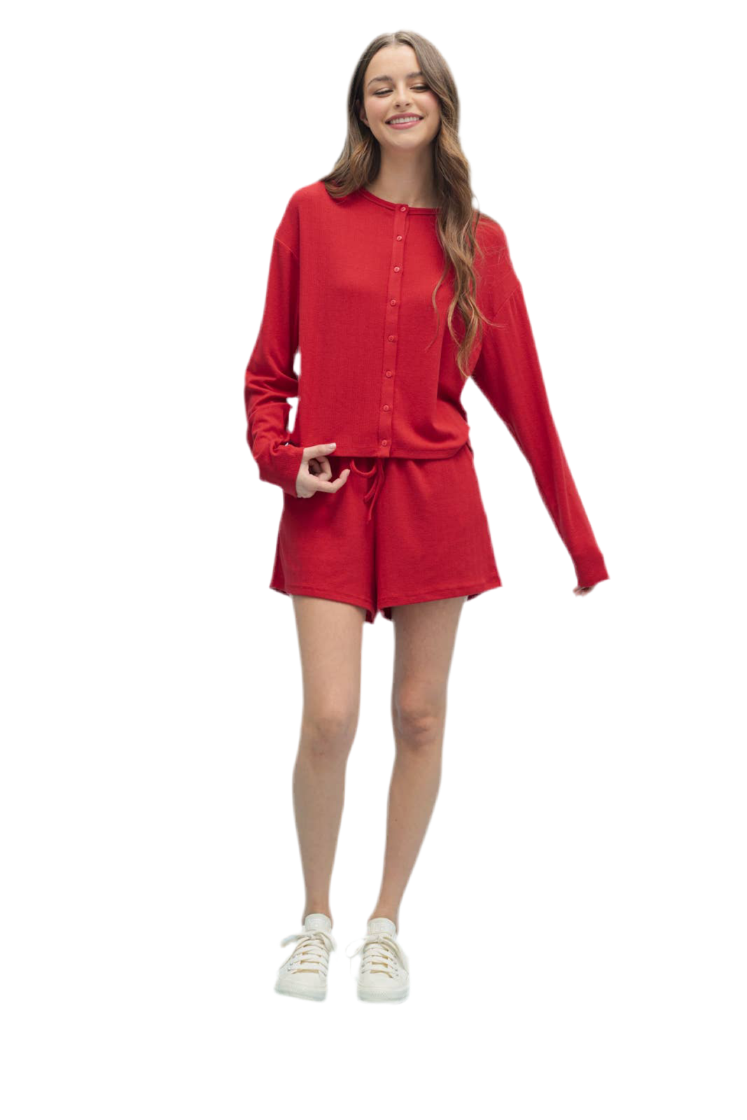 pointelle cardigan short set