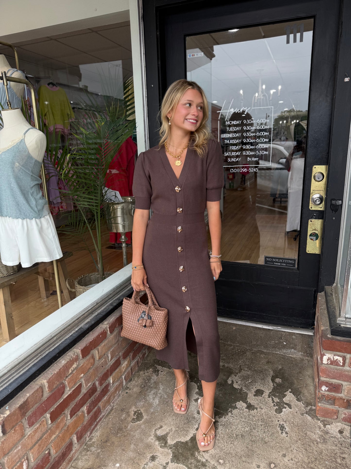 Chocolate brown ribbed ss midi dress