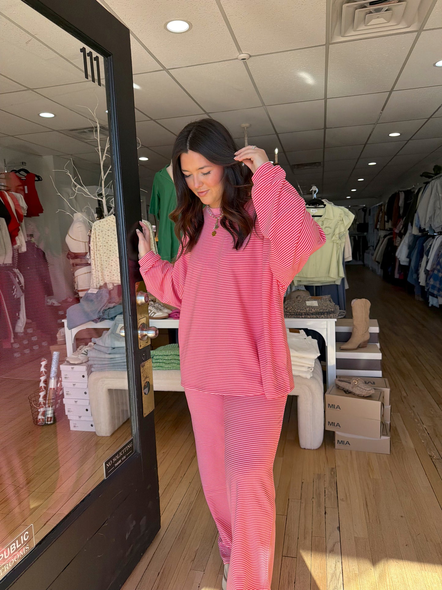 Pink stripe lounge pants