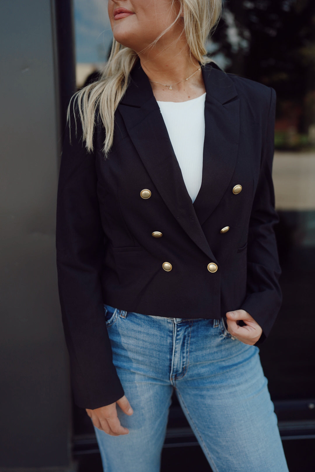 Fancy like button blazer