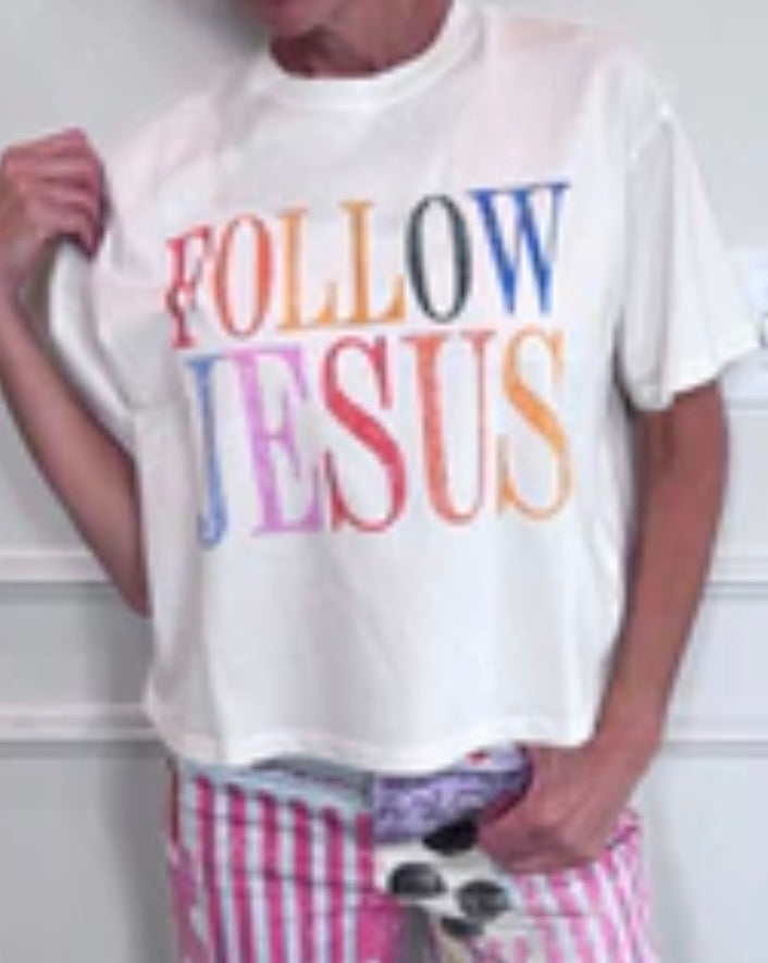 Follow Jesus Sketch Crop Tee-