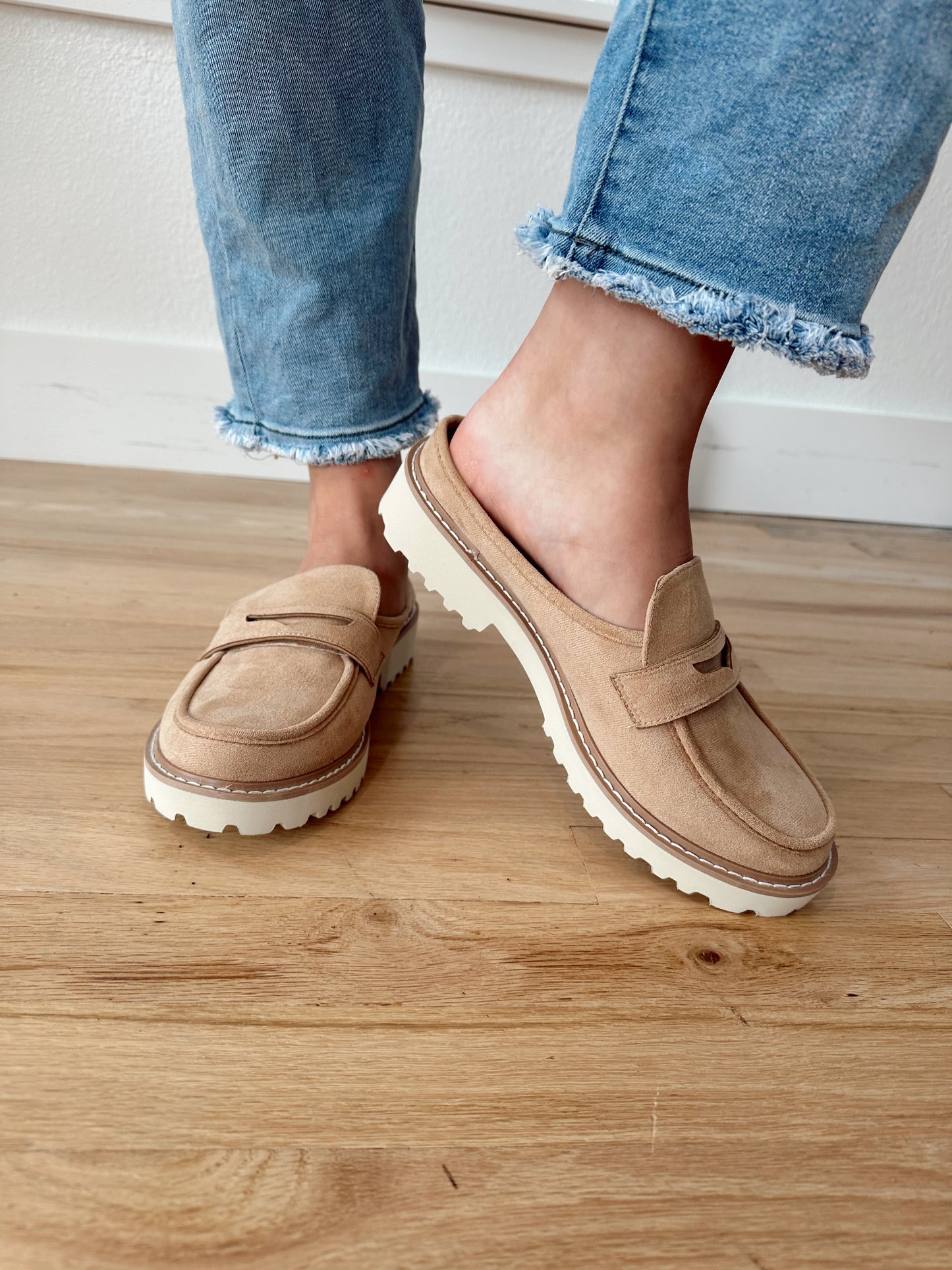tan Suede Loafer Slide