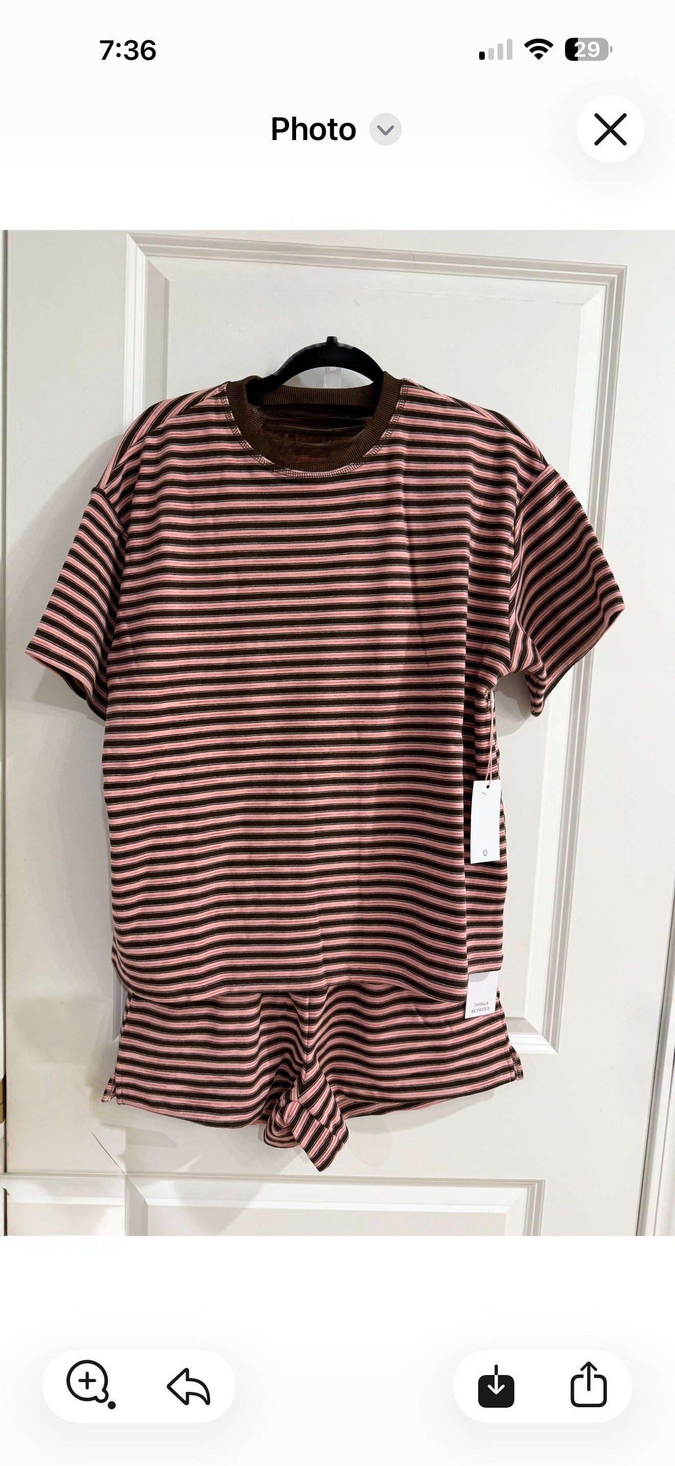 Dawn pink stripe short set