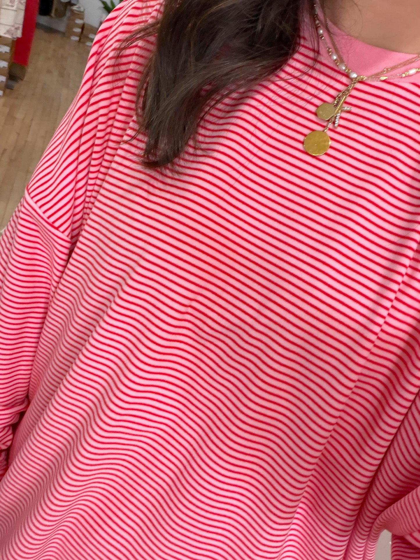 Pink stripe lounge top