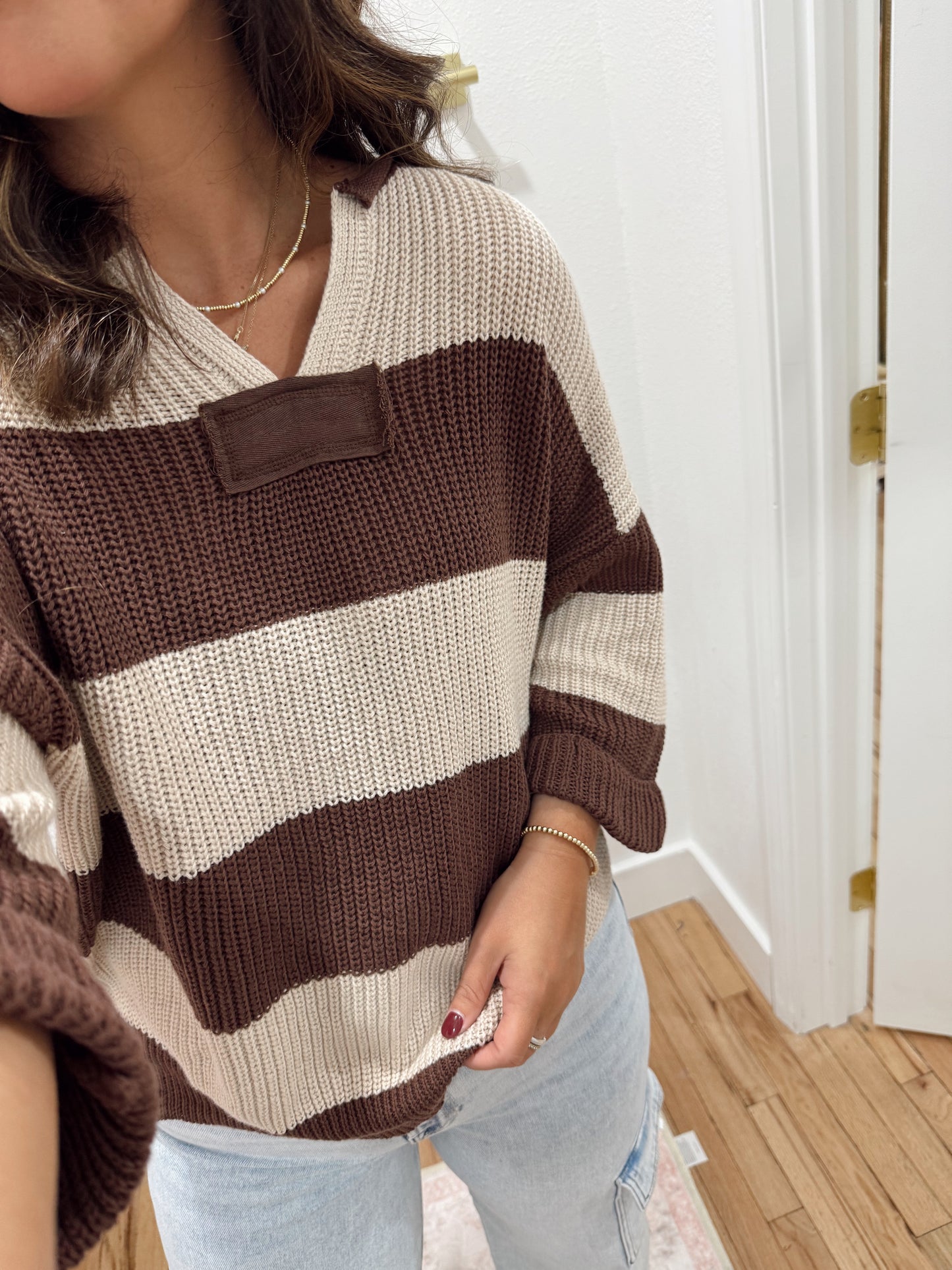 Mocha Wide Stripe Top