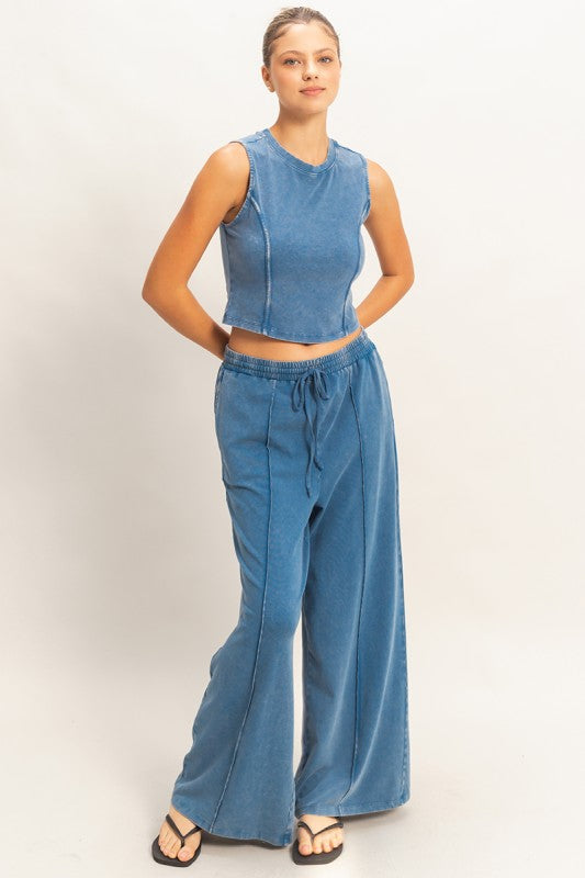 wide leg pant set (2 colors)