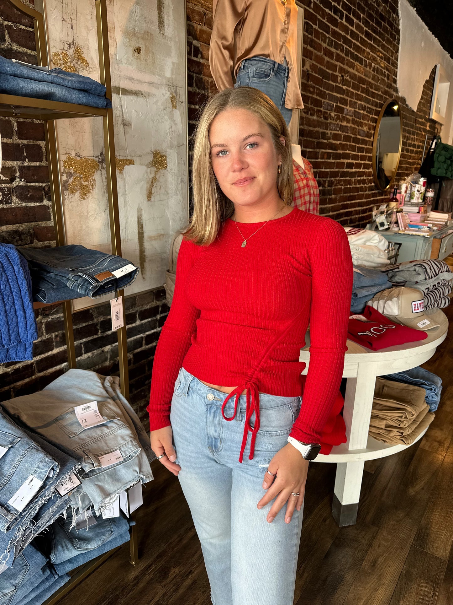 Cinched Red sweater