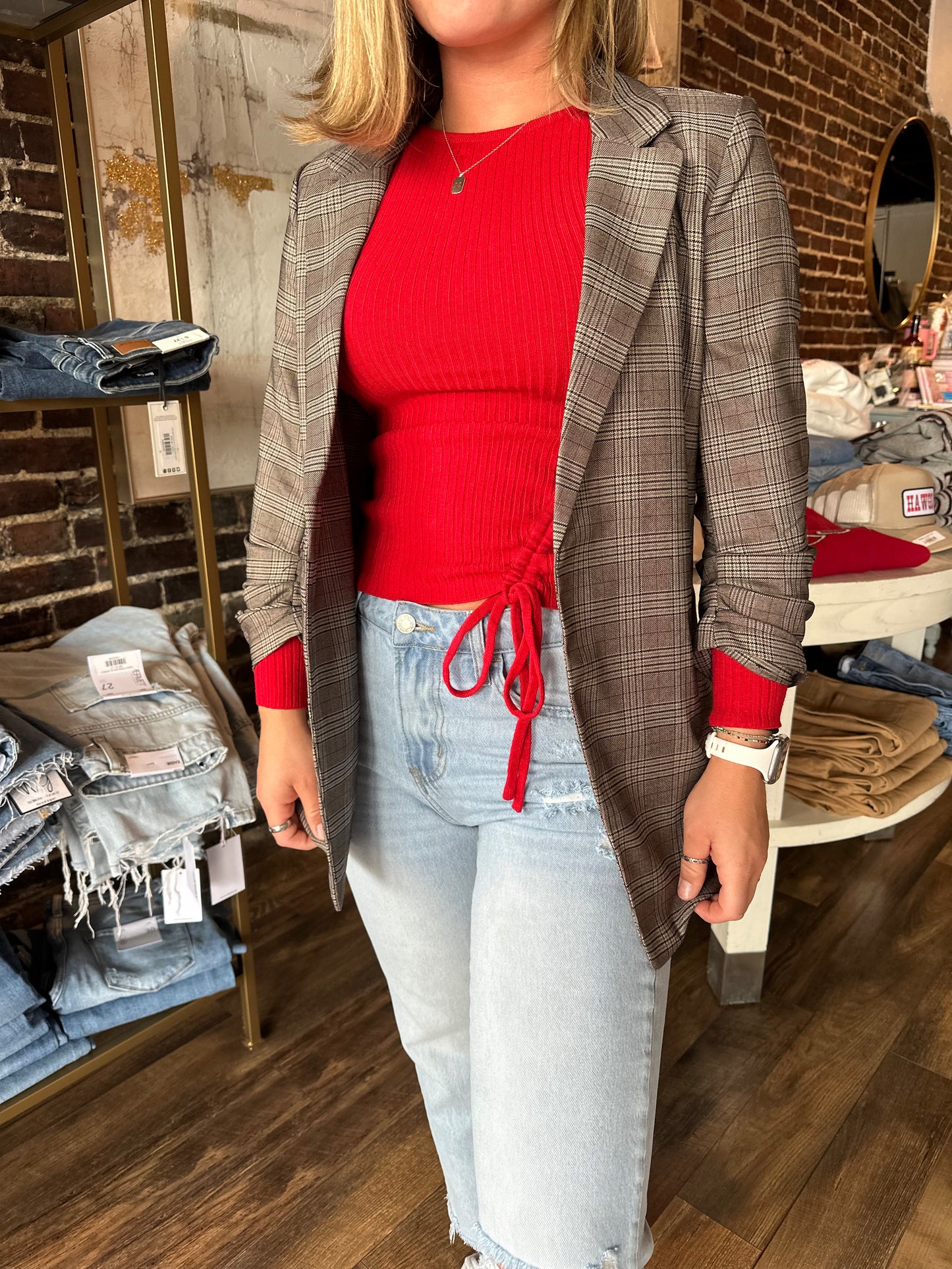 Cinched Red sweater