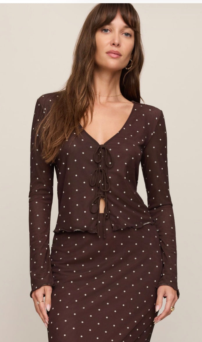 Amara polka dot mesh top dark chocolate - Z Supply