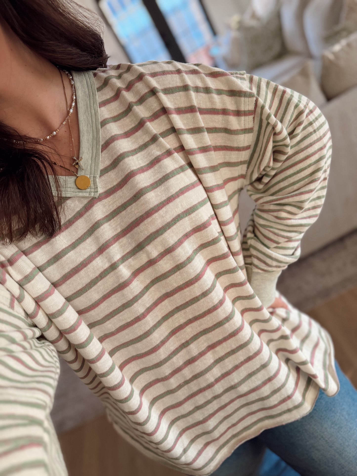 sage stripe l/s shirt