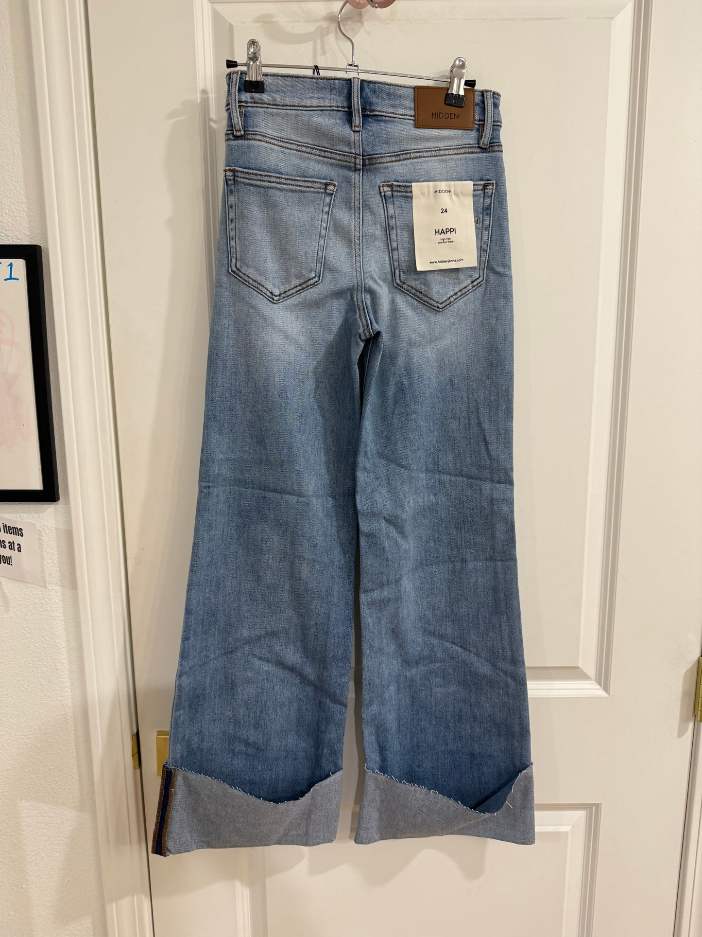 Medium Light Cuffed Stretch High Rise Comfort Flare - Hidden